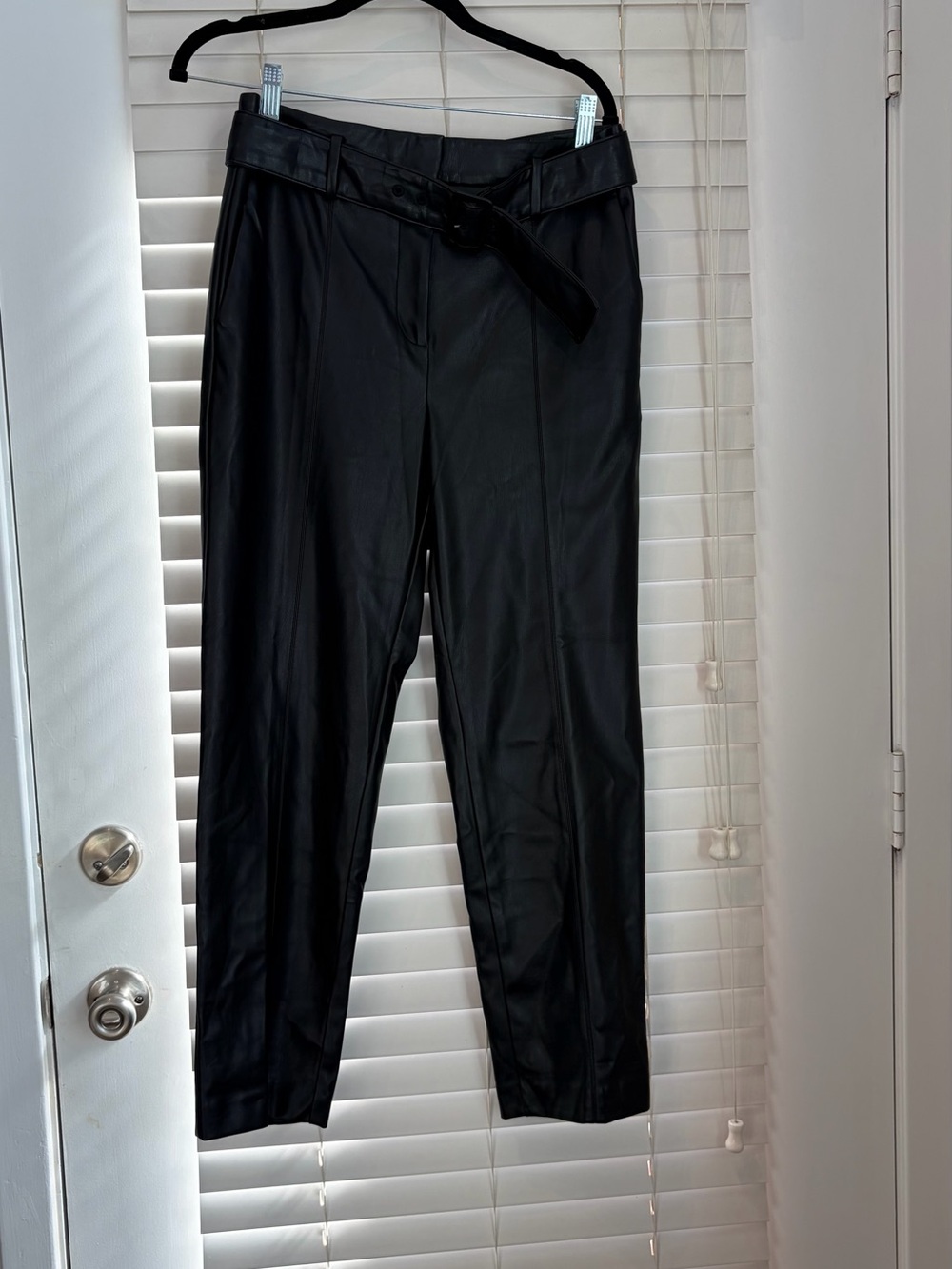 Ann Taylor Black Vegan Leather Paperbag Trousers